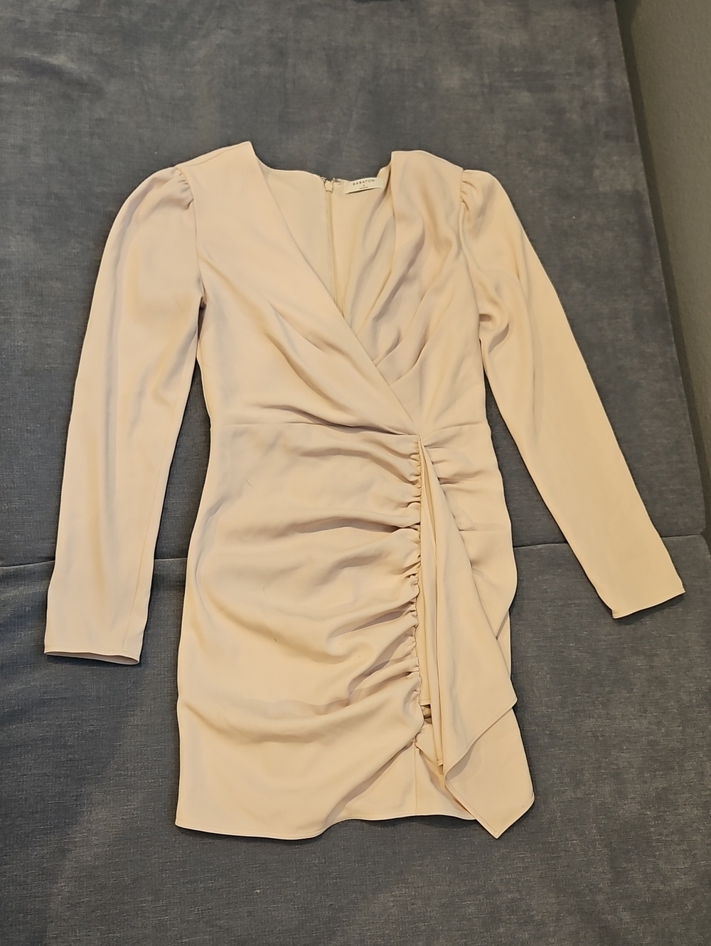 Women's Ruched Long Sleeve V-Neck Mini Dress